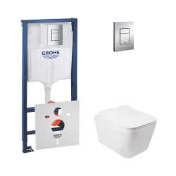 Набор унитаз с сиденьем Qtap Crow WHI 5170 + инсталляция Grohe Rapid SL 38772001