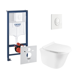 Набор инсталляция 4 в 1 Grohe Rapid SL 38722001 + унитаз с сиденьем Qtap QtapVirgo QT1833051ERW